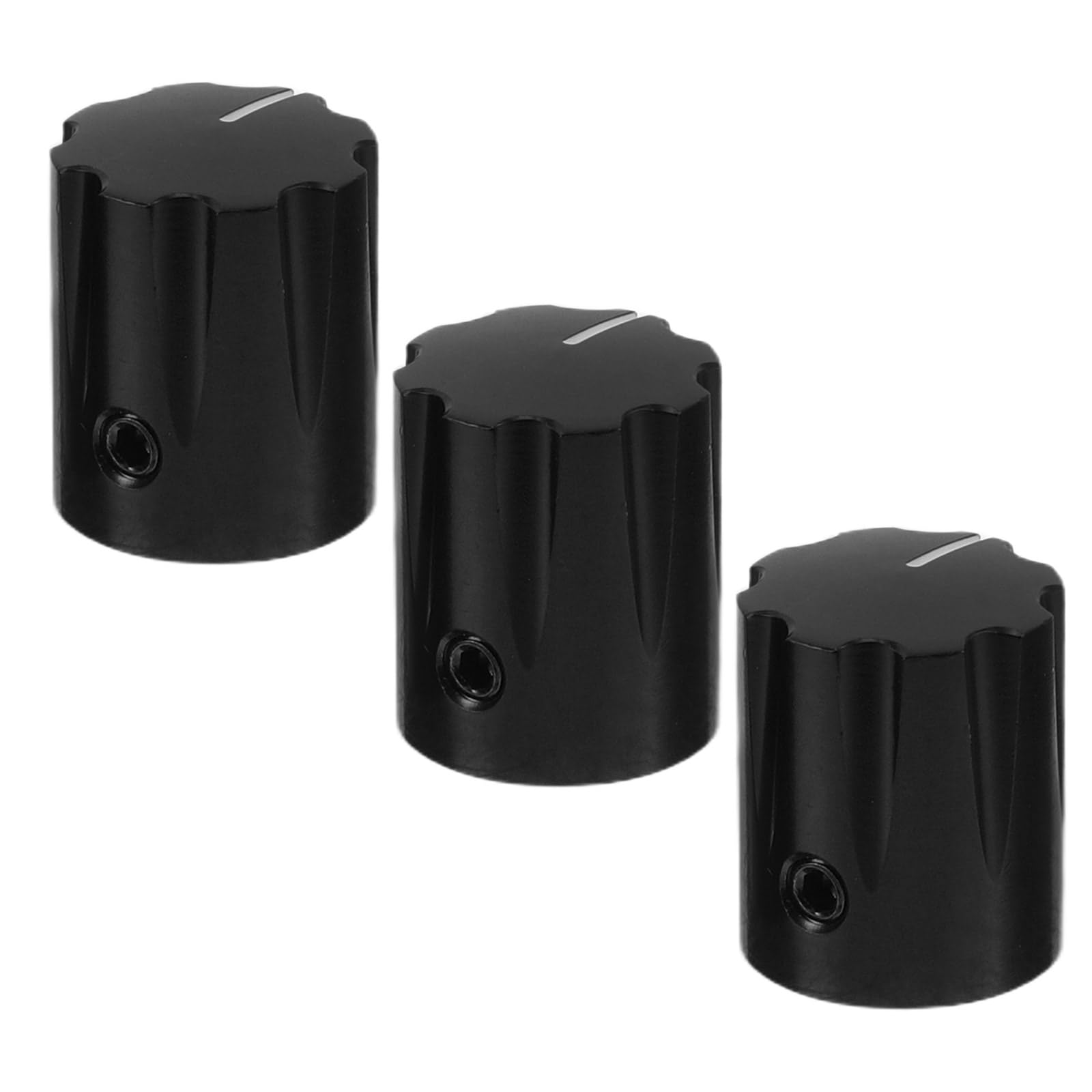 3pcs Aluminum Potentiometer Knobs for Electric Guitar, 6mm Shaft Black Metal Control Knobs, Volume and Tone Audio Amplifier Replacement, Suitable for Guitar Pedals and Effect