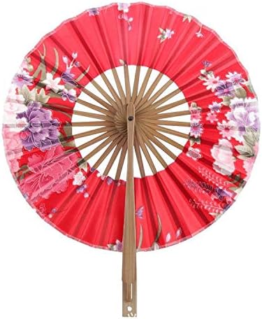 Amazon Co Jp Wzb425 日本の風車ファン創造的な360度扇子衣装円形アニメーション扇子竹製品 Color Red ファッション