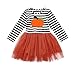 Produktbild OverDose Damen Kinder Baby Mädchen Kürbis Striped Print Langarm Halloween Kleid + Stirnbänder Cosplay Cute Soft Set Kleid