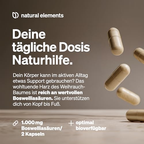 natural elements Weihrauch Kapseln – 1176mg Extrakt aus Weihrauch/Tag – 85% Boswelliasäuren – hochdosiert & vegan – Vorrat für 5 Monate – in Deutschland entwickelt & laborgeprüft 3
