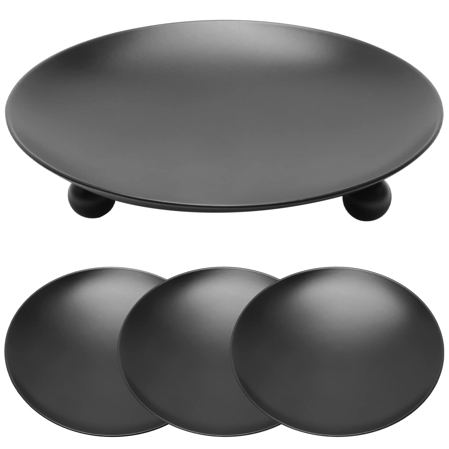 Candle Holders Black Candle Plates and Trays 4x9cm Candlestick Holders for Pillar Candles Party Wedding Living Room Decor
