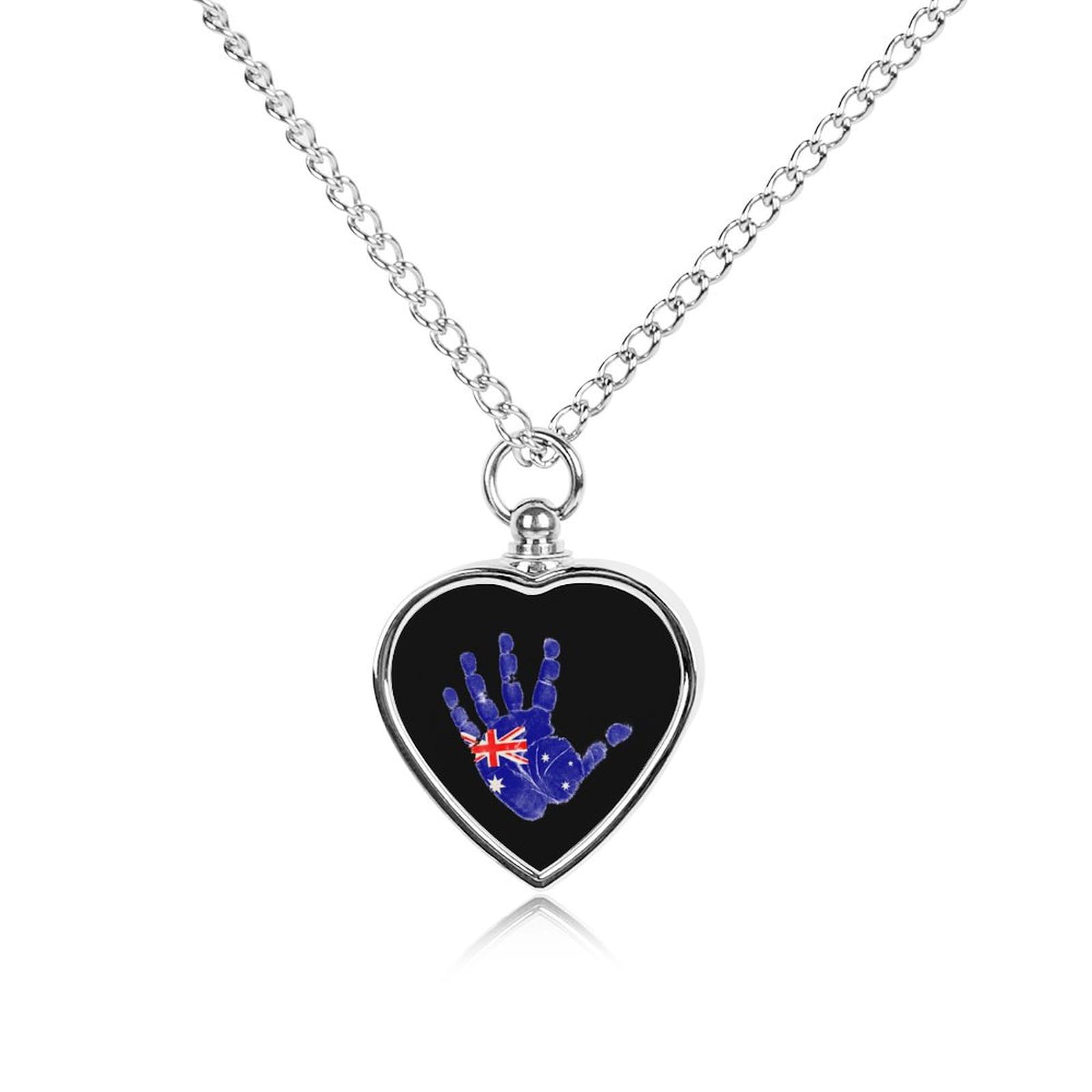 Australia Flag Small Ashes Necklace for Dog/Cat Heart Keepsake Pendant Cremation Jewelry