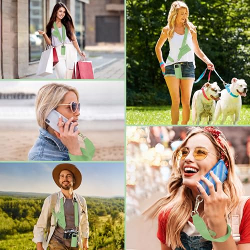 Image of XANGNIER Clip and Go Strap for Phone with Wallet Crossbody, Phone Strap with Zippered Wallet, Adjustable Anti Theft Cellphone Lanyard for Women, Cellphone Chain Accessories,Avocado Color