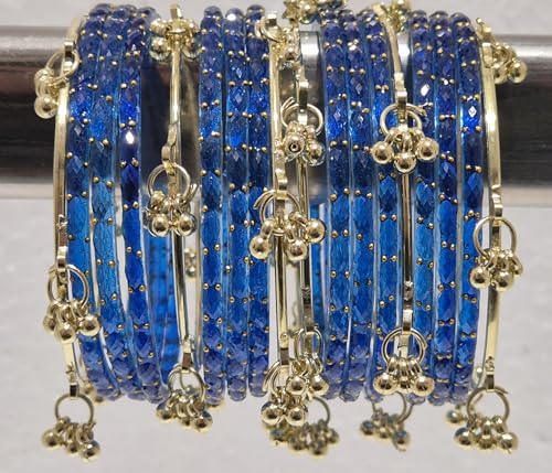 Image of kashmiri ghangharoo glass bangle Set For Women And Girls | Light Weight Bangles | Traditional Transparent Fancy Glass Chudi Set for Wedding, Party (18 Bangles)