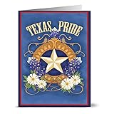 Note Card Cafe Patriotic Greeting Cards Set with Red Envelopes | 24 Pack | Blank Inside, Glossy Cover | Texas Pride Blue Bonnet | for July Fourth, Christmas, Holidays, Birthdays, Ceremonies