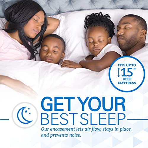 SafeRest Zippered Mattress Protector - Premium 12-15 Inch Waterproof Mattress Cover for Bed - Breathable, Noiseless Washable Mattress Encasement - Full - Thumbnail 4
