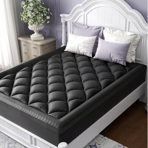 Image of ChiXpace Queen Mattress Topper, Viscose Derived from Bamboo, Pillow Top | Cushioned Support, Breathable Mesh Sides, Memory Foam Blend Fill, Softens Firm Beds, Refreshes Old Beds, Guest Rooms, Rentals