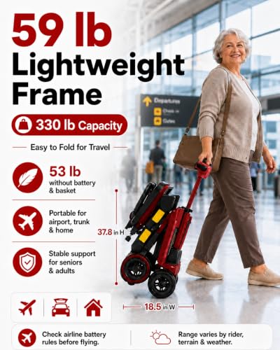Image of Lightweight Folding Mobility Scooter for Adults & Seniors