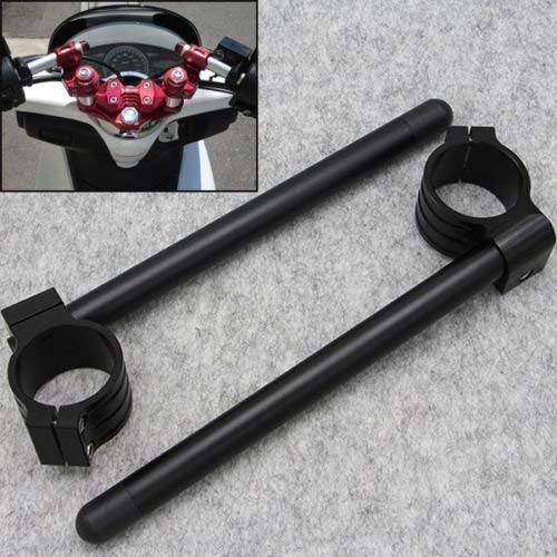 HANEU Aluminium Demi Guidon motos bracelet moto pour CB500 CB750 GN400 GS550 GS750 GPz550 KZ550 TZ250 XJ550 Universel fourche guidon bracelet cafe racer Angle 8 ° tubes 22MM couleur noire (39mm) - Image 5