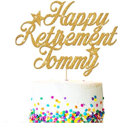 EDSG Personalised Cake Topper for Retirement | Custom Cake Decoration with Any Name | Double Sided Multicolour Glitter Party Decoration Hand Finished in UK Cover