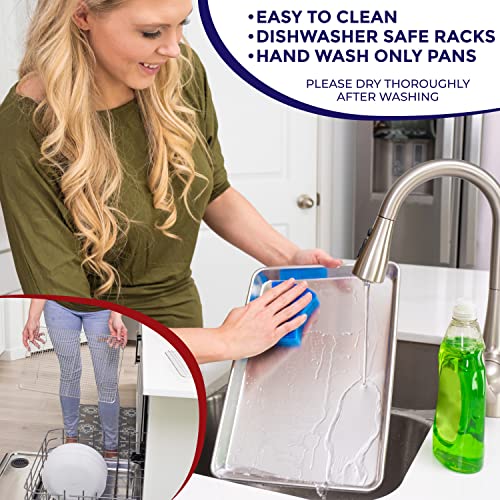 image for KITCHENATICS Small Quarter Sheet Baking Pan with Rack, Stainless Steel