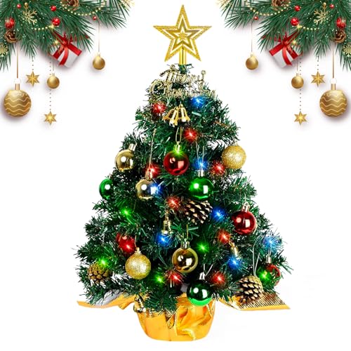 FENYW 60Cm Mini Weihnachtsbaum, Kleiner Weihnachtsbaum Mit Beleuchtung...