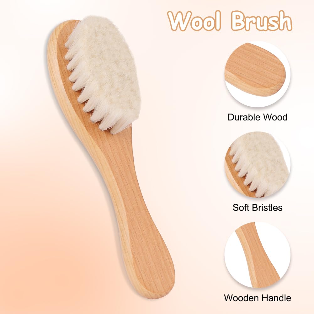Beugo Brosse Cheveux Bebe, 2 Pièce Brosses à Cheveux de Bébé, Brosse à cheveuxs Poils de chèvre avec Brosses de Massage en Silicone pour Nouveau-né Garçons et Filles (Rose)