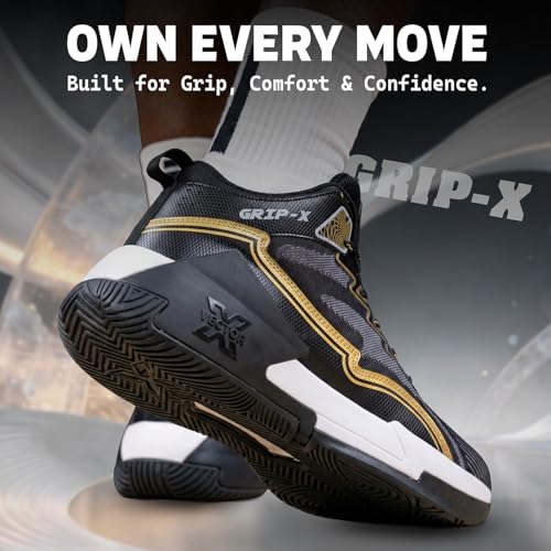 Image of Vector X Grip-X Mens Basketball Shoe /Sneakers Knitted Upper + Rubber Outsole Indoor & Outdoor Court Shoes Provide Ultimate Comfort, Lightweight, Reliable Grip for Sports Players