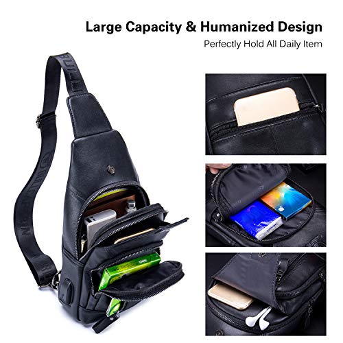 FANDARE Leren borstzak, sling-rugzak, sling-chest bag voor heren, schouderrugzak, jongens, schoudertas voor outdoorsport… - Image 7