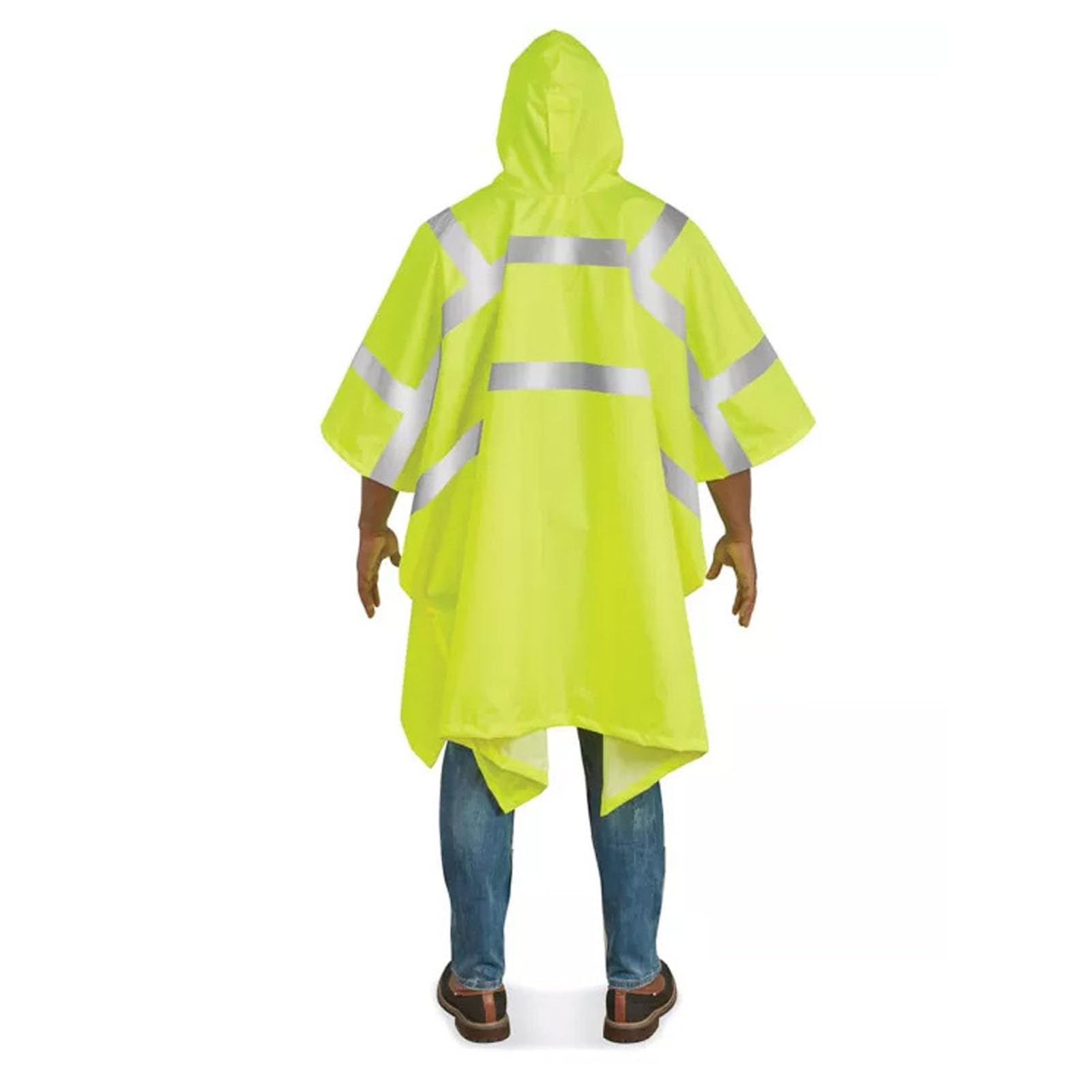Eujgoov Poncho de Pluie Haute visibilité, Manteau de Pluie Réfléchissant Jaune Fluorescent avec Poche pour le Travail en Extérieur 55x41 Pouces