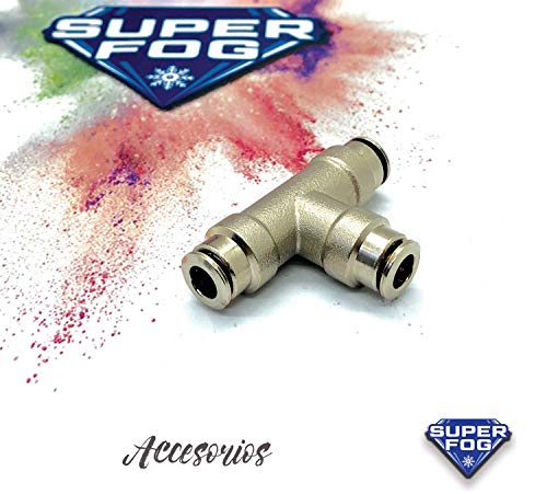 SUPERFOG SF1002-5 Te Bocas Iguales automáticas para tuberia de nebulización de 1/4" de diámetro, 5 Unidades