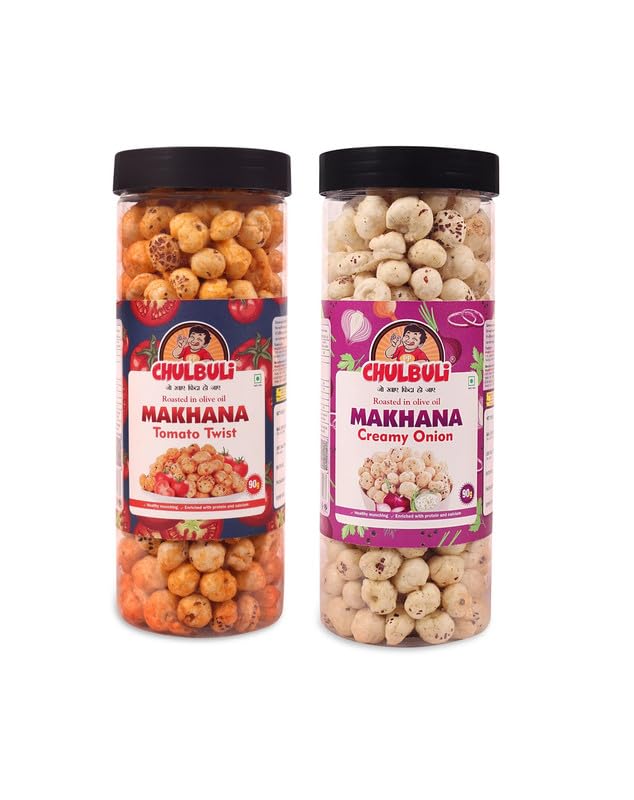 PP Chulbuli Flavoured Makhana Combo | Cream Onion And Tangy Tomato | Roasted Fox Nut Crunchy Tea Time Munch For Travel Office Evening Snacks | Lotus Seed Phool Pack Of 2-image-48