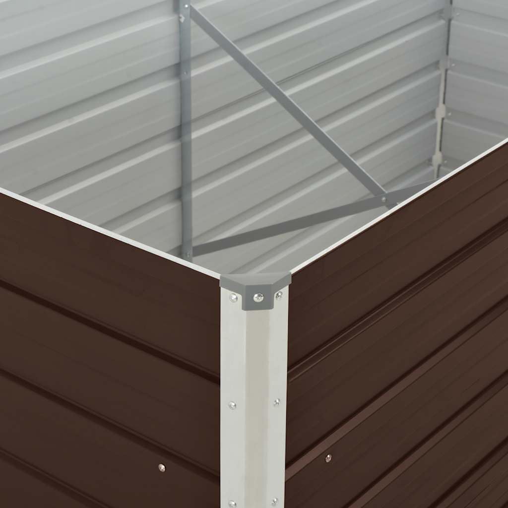 vidaXL Letto di Coltura Rialzato Cura Piante Orto da Balcone Bordo Arrotondato Elegante Fiori Vaso Fioriera 160x80x45 cm in Acciaio Zincato Marrone