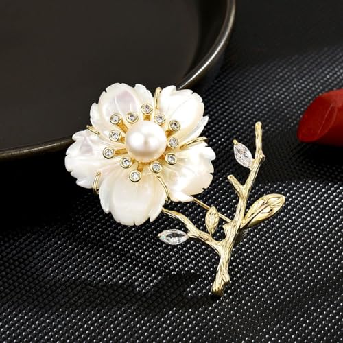 Image of Flower Brooch Pin Rhinestones Pearl Flower Brooches Floral Pin Jewelry for Women Girls