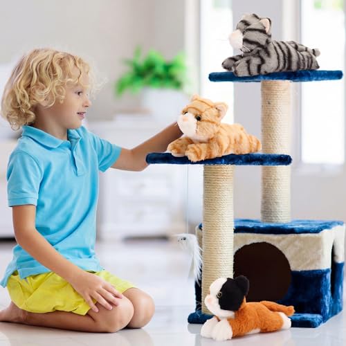 Image of 3 Pcs 9 Inch Cat Stuffed Animal Plush Gift Baby Shower Party Favors Cute Kitten Plush Toys Small Cat Stuffed Animal Soft Sleeping Supplies for Boys Girls Toddlers Birthday(Cozy Kawaii Style)