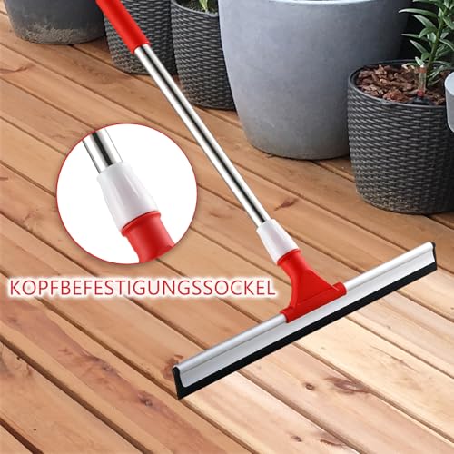 Mitclear 43cm Wasserschieber/Bodenwischer mit Verlängertem Stiel(147cm), Nasser Boden Gummiabzieher Hochleistung, Wasserabzieher für Innen- und Außenbereiche Garage Dusche Bad Garten Küche Terrasse