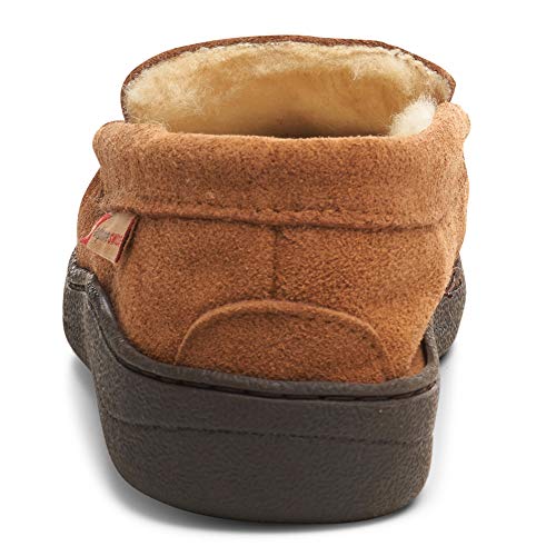 Alpine Swiss Men’s Moccasin Slippers Genuine Suede Slip-On House Shoes Memory Foam Insoles Plush Faux Shearling Lining Comfortable Indoor Outdoor Slipper with Anti-Slip Rubber Sole CHST 11
