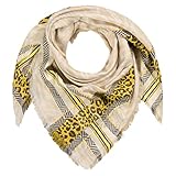 Größe: 120 x 120 cm CODELLO Damen Animal-Tuch mit Ethno-Appeal aus reiner Baumwolle BEIGE MEDIUM Onesize