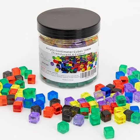 AiFanS 240 Pieces Centimeter Cubes, Counting/Sorting Toy,Plastic Math Cubes,Early Development Activity Games with Portable Box(Translucent,6 Colors) Cover