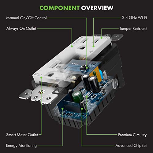 Topgreener Smart Wi-Fi Outlet With Energy Monitoring, Tamper-Resistant, In-Wall, No Hub Required, Works With Amazon Alexa & Google Assistant, Tgwf15Rm #TOP1