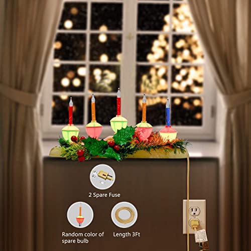 Image of Christmas 5 Light Bubble Candle Lamps, Plug in Electric Candles with 5 Multi-color Bubble Lights (1 spare), C7 /E12 Base 5W Bubble Light Candle, Suitable for Holiday Christmas Celebration Lighting