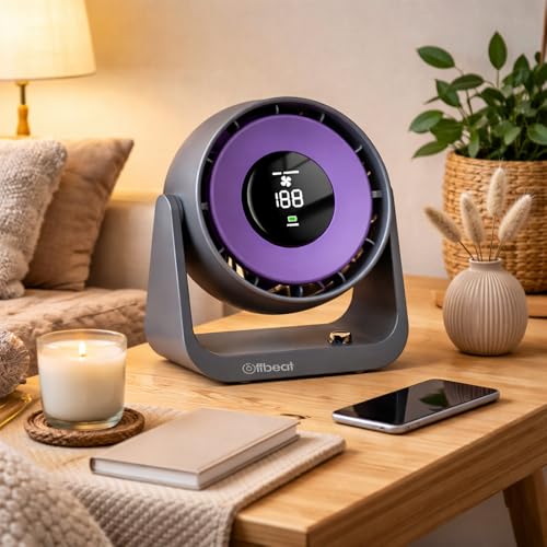 Image of Offbeat Zephyr portable desk Fan | Type C 4000 Mah Rechargeable 6 hours battery life | 8 inch fan,7 brushless motor blades for maximum airflow | Silent wall mountable, table fan for Office | Kitchen