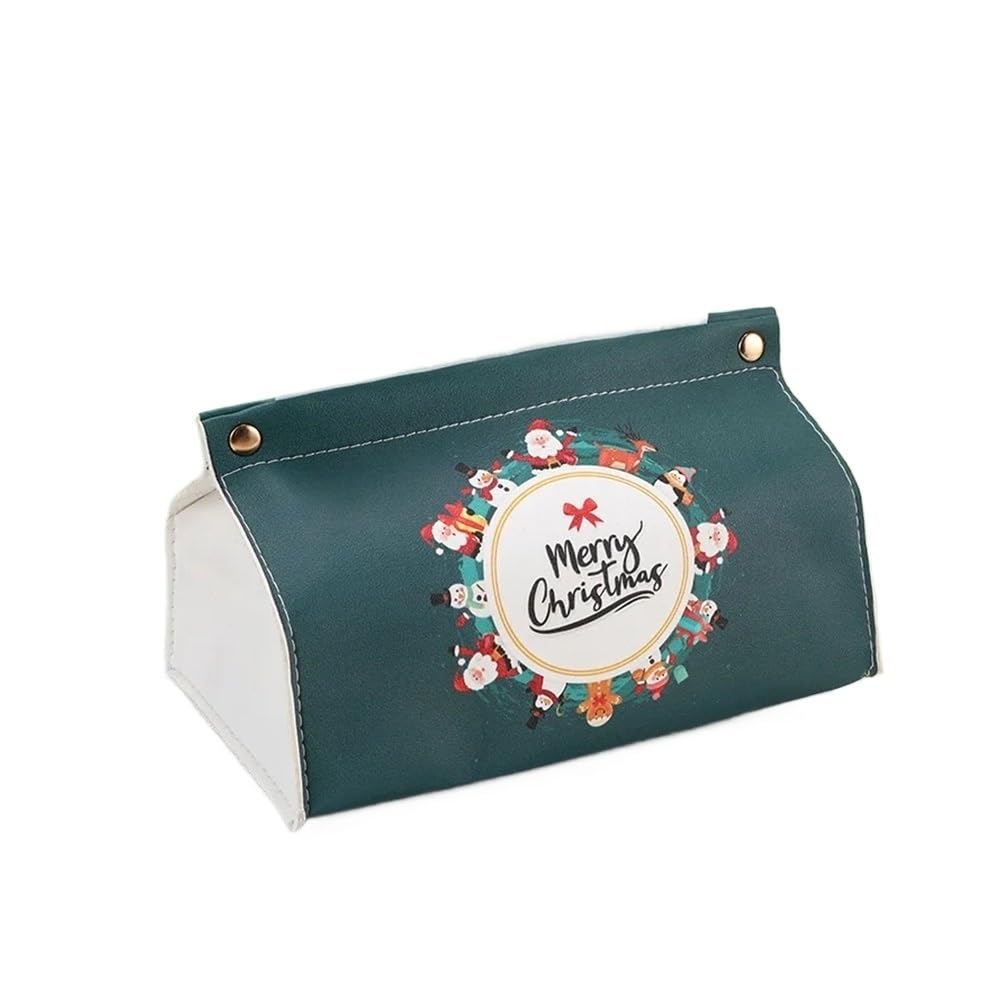 Aimanqi 1 Christmas Printed Tissue Box Flat Mouth Paper Box Pu Leather Tissue Box Christmas Style Household Accessories(1)