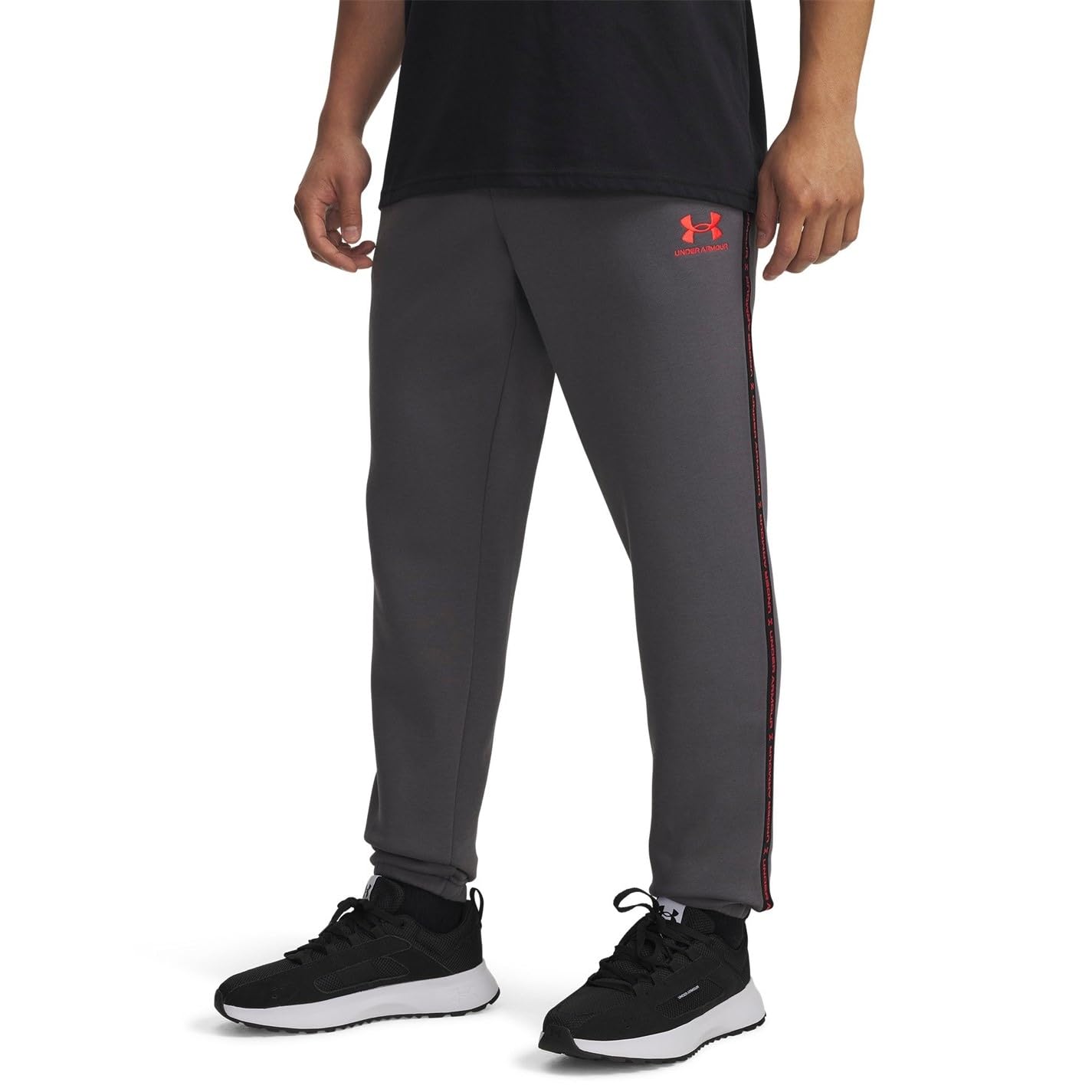 Under Armour Men's Grey Icon Taping Closed Hem Fleece Joggers in Size M, Sports Direct