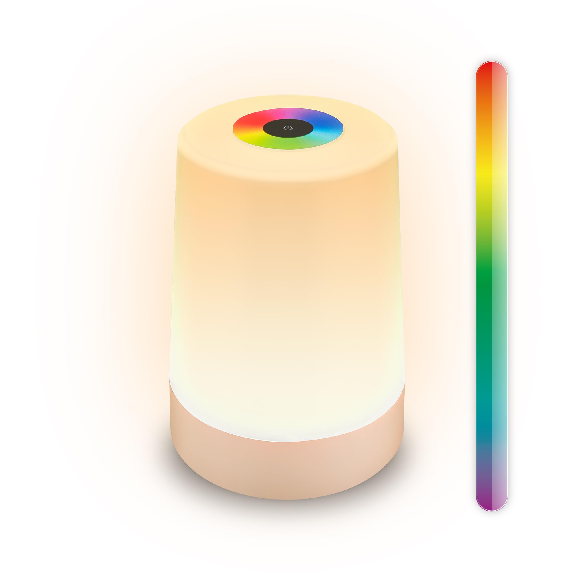 BRILONER - Lampada da tavolo a LED RGBW senza fili IP44 con touch, dimmerabile, batteria sostituibile, lampada da comodino, a batteria, lampada da esterno, 9x13 cm, beige opaco