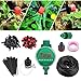 Sistema de Riego por Goteo Bricolaje Riego Automatico de 25 M / 82 pies 4 mm Incluye Temporizador Kit de Riego por Goteo Irrigación para Jardín Patio de Flores Invernadero Parque Huerto