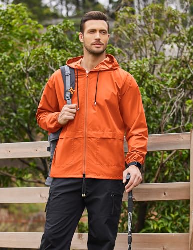 Image of COOFANDY Mens Packable Rain Jacket Lightweight Waterproof Raincoat with Hood Outdoor Rain Gear Travel Hiking Cycling
