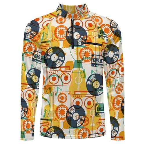 Musical Instruments Men's Rash Guard Long Sleeves Quick Dry Fishing Workout Shirts with Zipper4