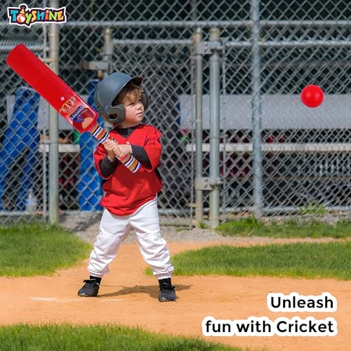 Image of Toyshine Bat and Ball Junior Cricket Combo Size 2 Indoor Outdoor Sports Game Toy for Kids 3 to 5 Years Physical Activity Kids Sports - Multicolor