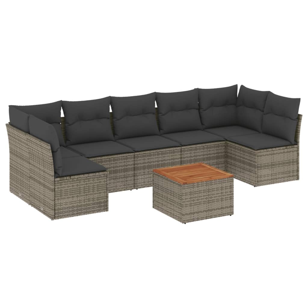 Mobilier de Terrasse Extérieur gris avec salon de jardin avec coussins 8 pcs