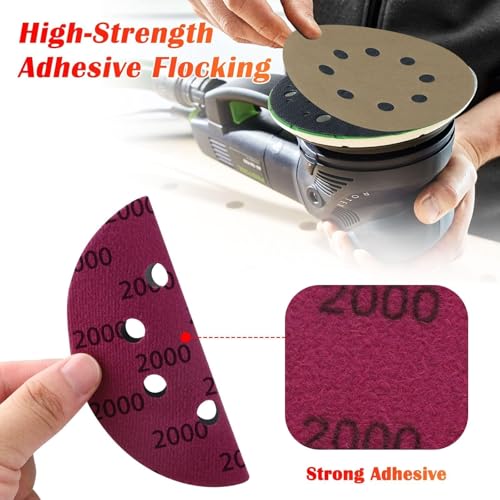 EEEKit 28PCS 125mm Sandpaper, 8-Hole Round Sanding Discs, Grits 1500/2000/3000/4000/5000/7000/10000 - Image 4