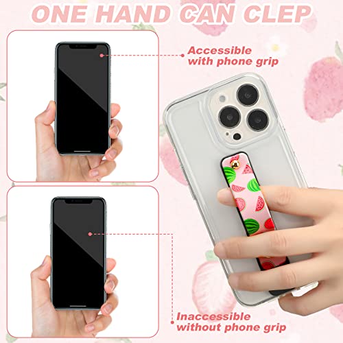 Image of Weewooday 6 Pieces Phone Grip Holder Cell Phone Grip Strap Telescopic Finger Strap Stand Universal Finger Kickstand for Most Smartphones(Retro Color,Fruit)