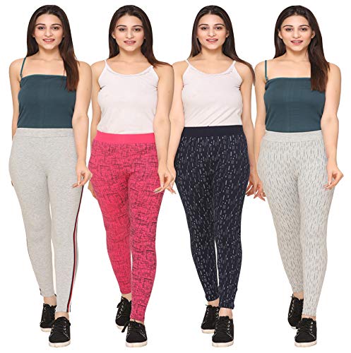 Image of SHAUN Women Free Size (Waist Size-26-34 inch) Stretchable Jegging (Length 37-39 inch Pack of 4)
