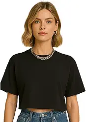 Camiseta Feminina Americana Cropped Oversized Algodão Lisa Básica Treino Academia Casual