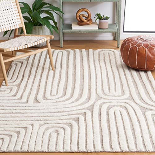Image of SAFAVIEH Kilim Collection Area Rug - 8' x 10', Beige & Ivory, Handmade Mid-Century Modern Deco Wool, Ideal for High Traffic Areas in Living Room, Bedroom (KLM652B)