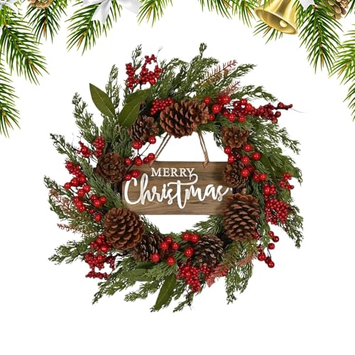 Corona de Navidad para puerta de 50 cm que soluciona la decoracion de invierno sin limpiar 2