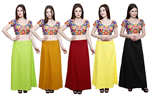 Image of Pistaa's combo of Women's Cotton Best Plain Solid Indian Readymade Inskirt Saree petticoats