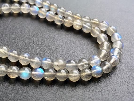 Labradorite naturelle feu bleu 6mm en perles rondes pour fabriquer un collier protecteur - 2