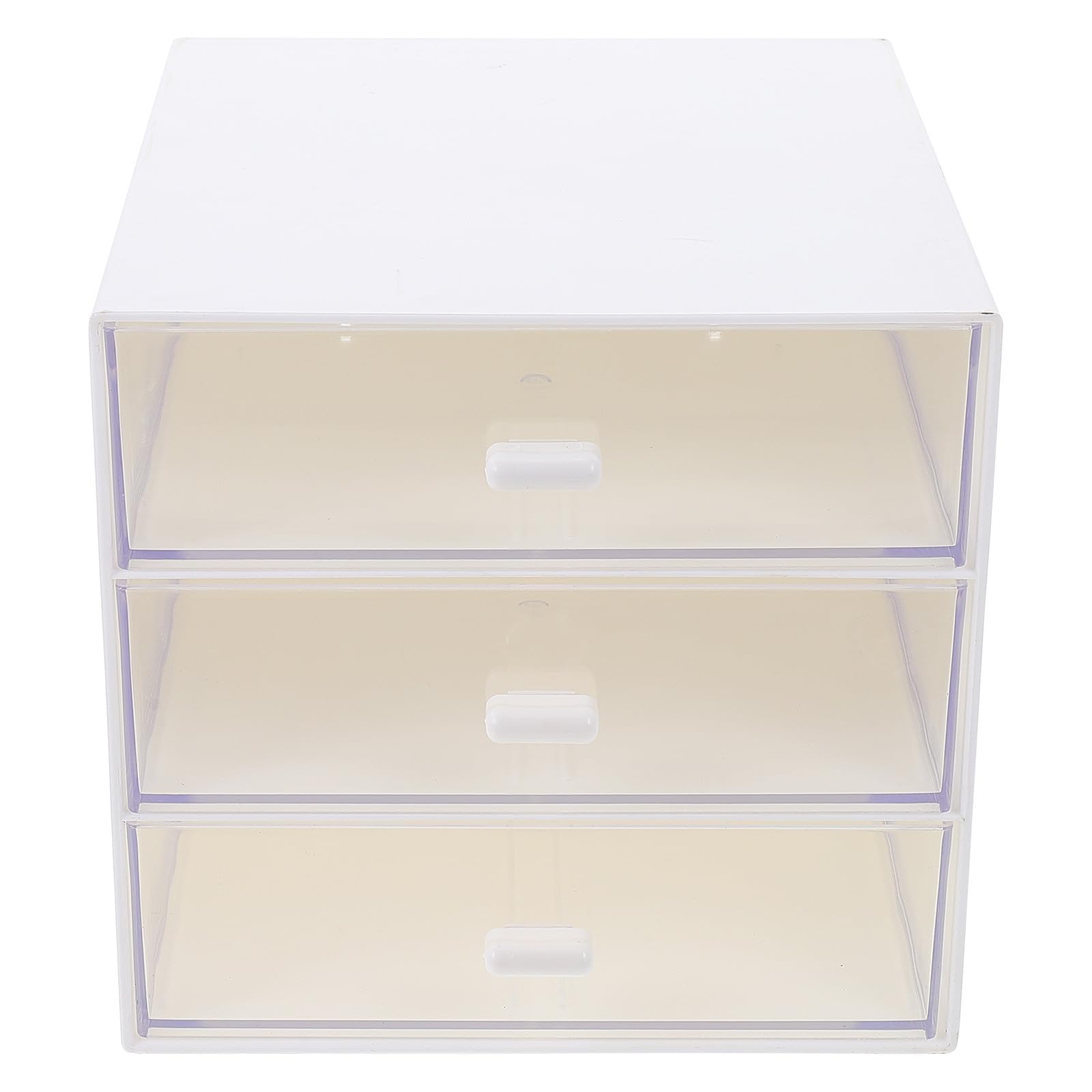Boîte de rangement de bureau compacte avec 3 tiroirs transparents et étui solide en plastique