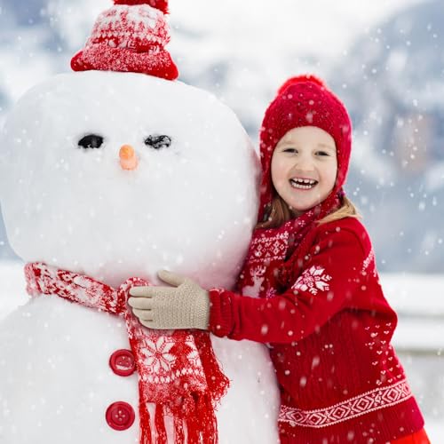 Image of ONESING Kids Knit Gloves - Stretchy Gloves for Boys Girls Winter, Solid Finger Gloves for Children